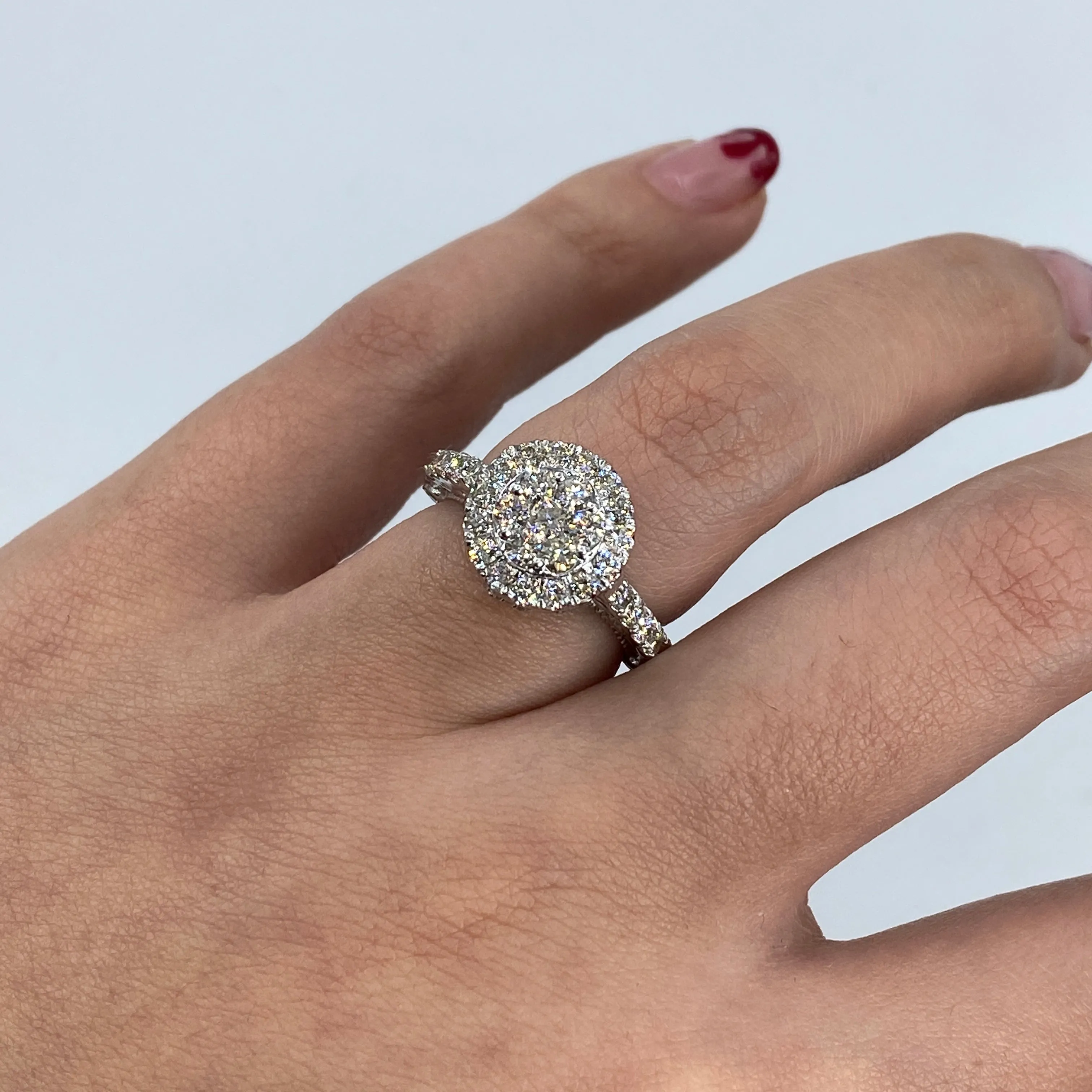 14K Amore Halo Circle Diamond Engagement Rings