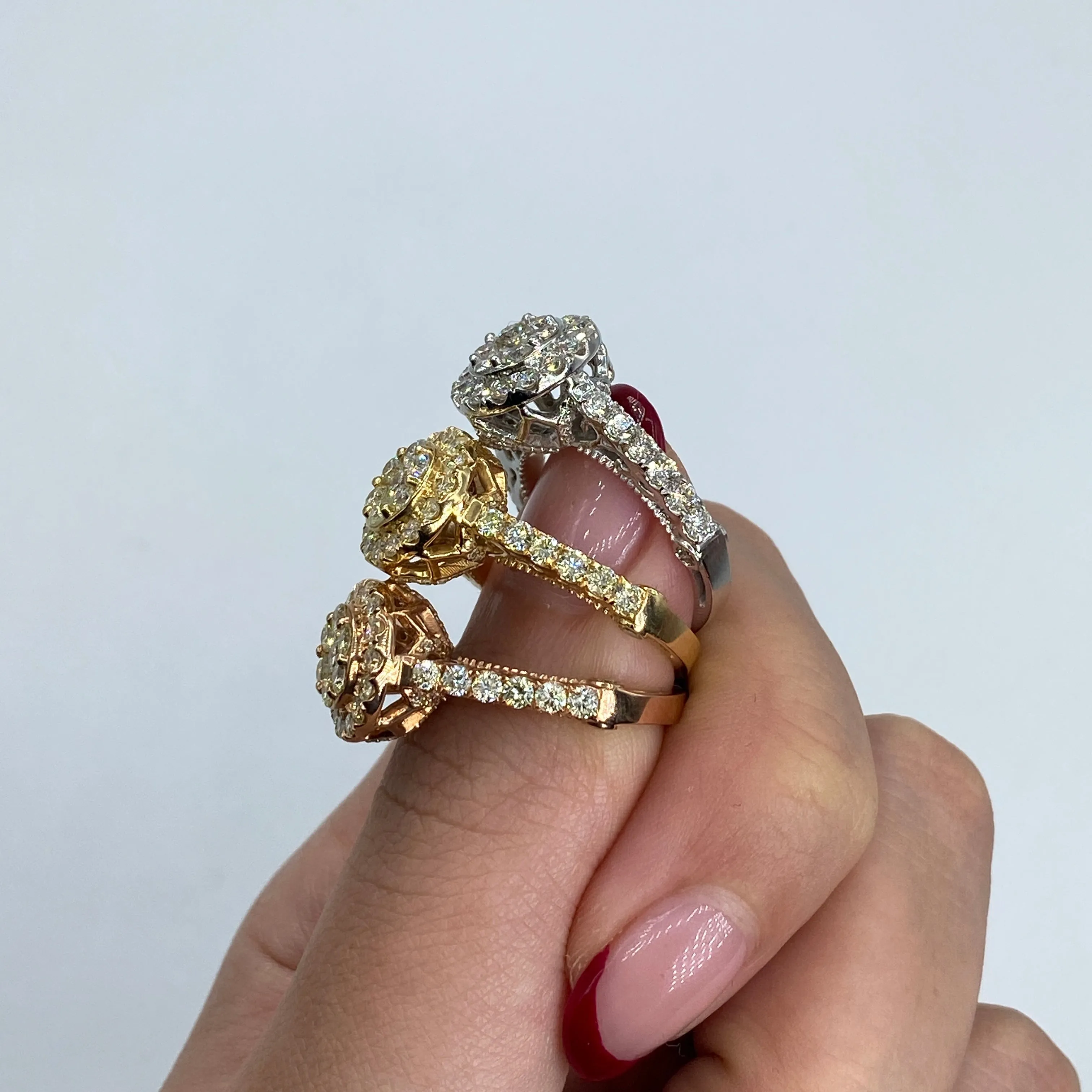 14K Amore Halo Circle Diamond Engagement Rings