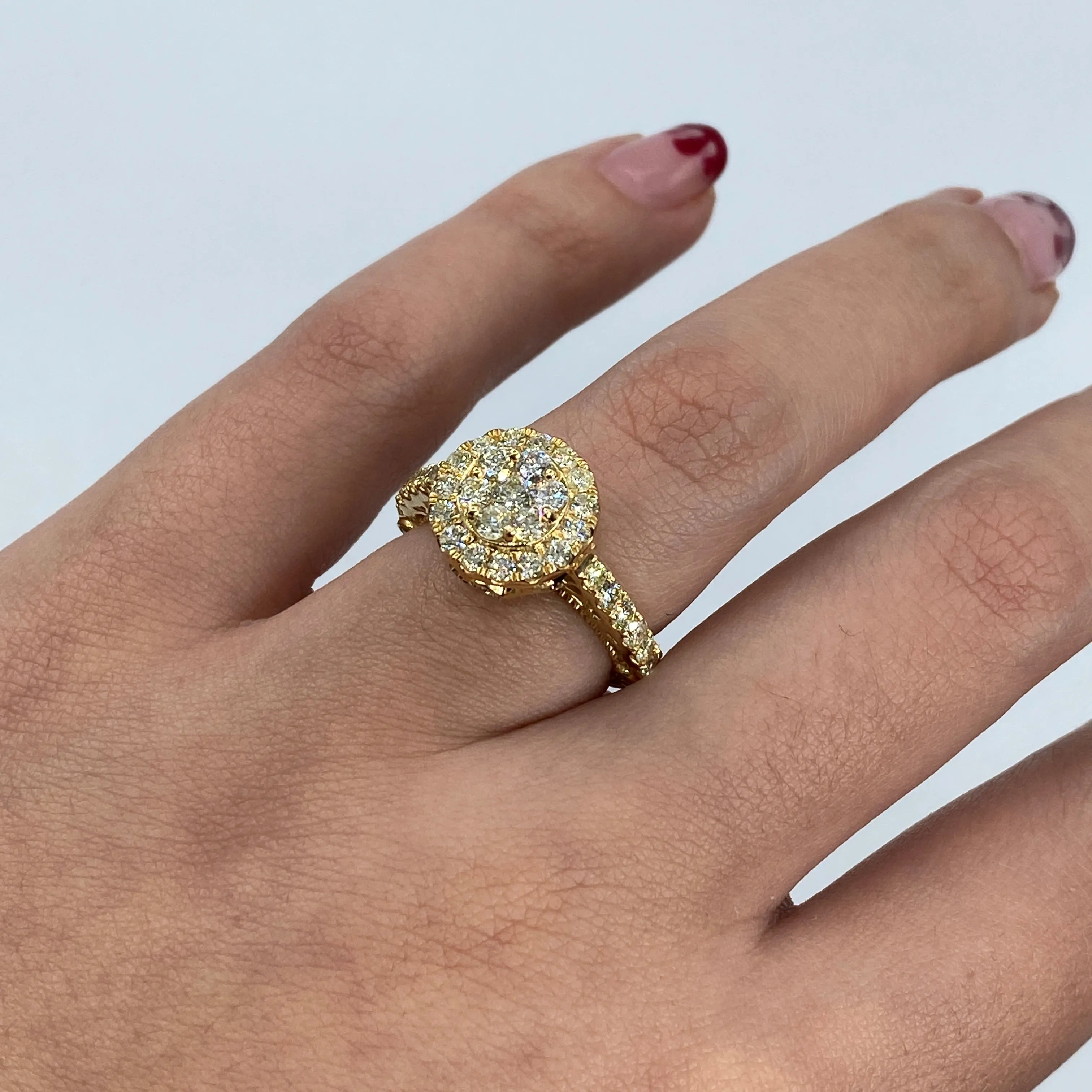 14K Amore Halo Circle Diamond Engagement Rings