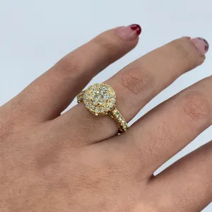 14K Amore Halo Circle Diamond Engagement Rings