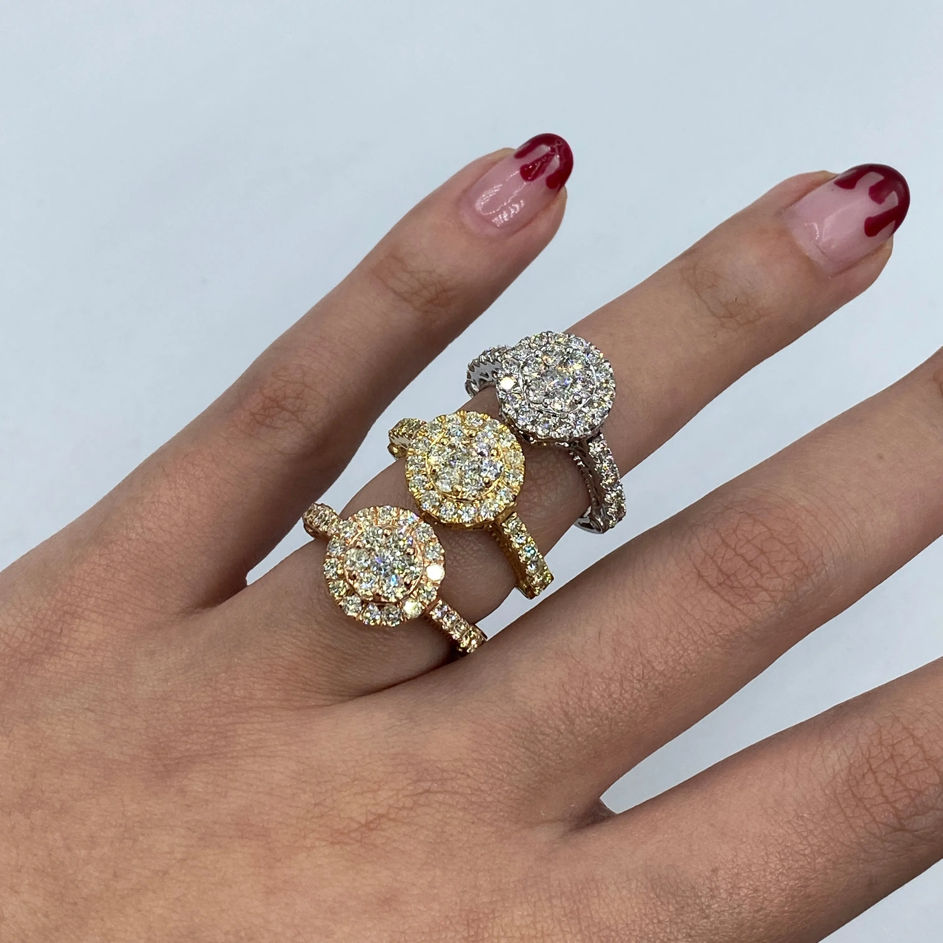14K Amore Halo Circle Diamond Engagement Rings