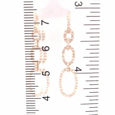 14K Diamond Oval Link Drop Earrings Yellow Gold