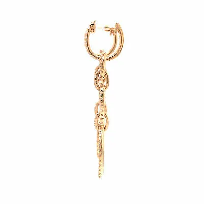 14K Diamond Oval Link Drop Earrings Yellow Gold