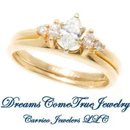 14K Gold 0.34 CTW Marquise Diamond Bridal Wedding Set