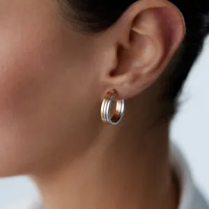 14k Gold Hoop Earrings Trio Color Ring Earring