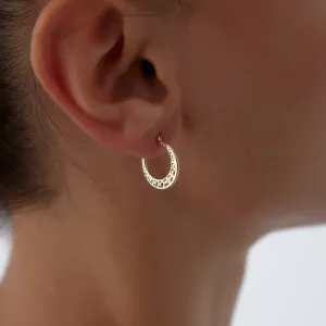 14k Gold Pyramid Nite Hoop Earrings