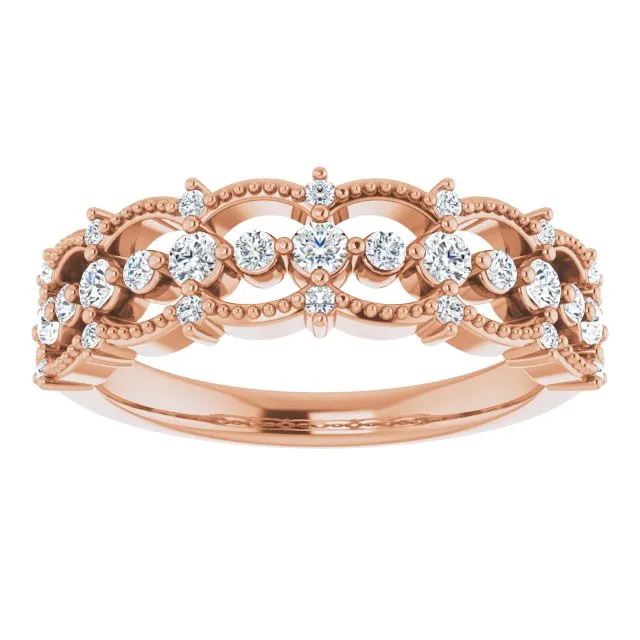 14K Rose 1/3 CTW Diamond Stackable Ring