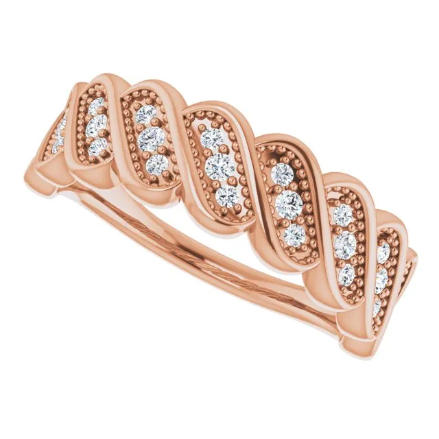 14K Rose 1/4 CTW Diamond Stackable Ring