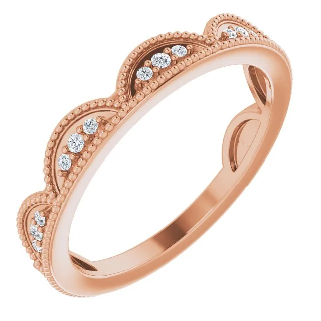 14K Rose 1/8 CTW Diamond Stackable Ring
