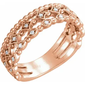 14K Rose 1/8 CTW Stackable Diamond Ring
