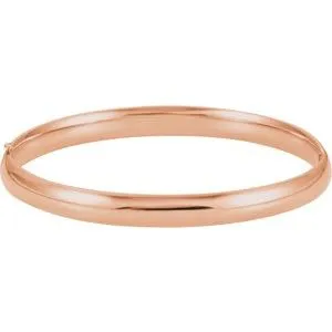 14K Rose 6.5 mm Hinged Bangle Bracelet
