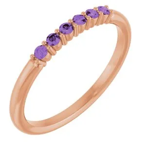 14K Rose Natural Amethyst Stackable Ring