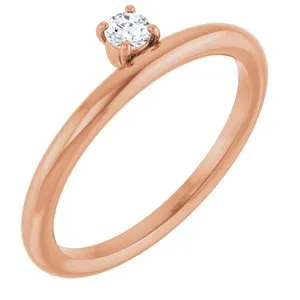14K Rose Natural White Sapphire Stackable Ring