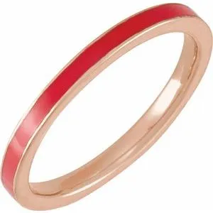 14K Rose Red Enamel Stackable Ring