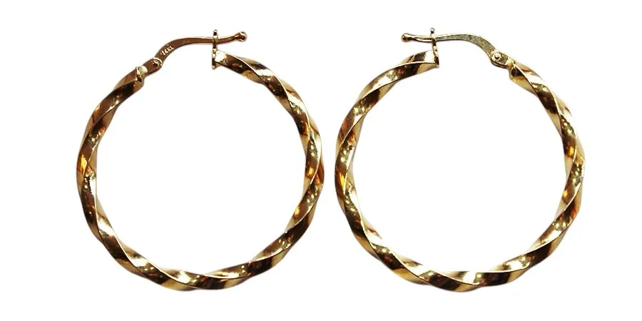 14k Twist Hoop Earrings