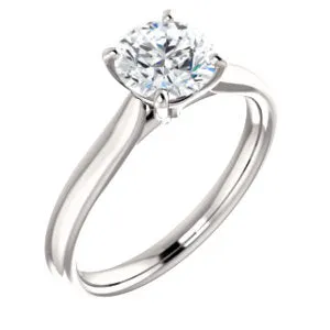 14K White 1 CT Lab-Grown Diamond Solitaire Engagement Ring