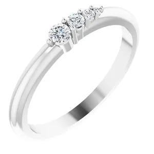 14K White 1/10 CTW Natural Diamond Graduated Stackable Ring