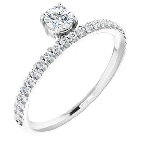 14K White 1/2 CTW Diamond Asymmetrical Stackable Ring