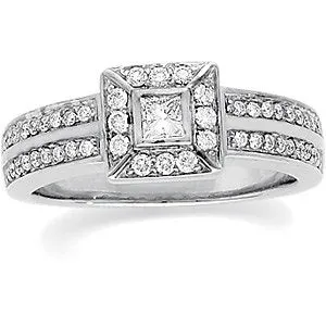 14K White 1/2 CTW Diamond Engagement Ring