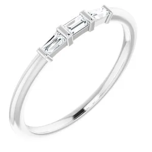 14K White 1/6 CTW Diamond Three-Stone Stackable Ring