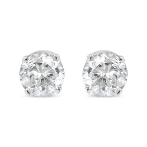14K White Gold 1/2 Cttw Round Brilliant-Cut Near Colorless Diamond Classic 4-Prong Stud Earrings (H-I Color, SI1-SI2 Clarity)