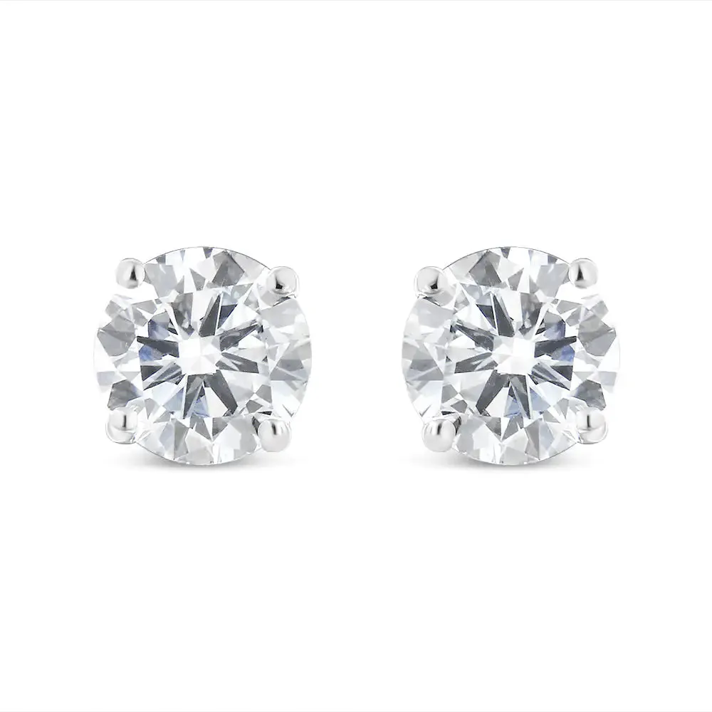 14k White Gold 1ct. TDW Solitaire Diamond Stud Earrings (I-J,I2)