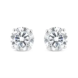 14k White Gold 1ct. TDW Solitaire Diamond Stud Earrings (I-J,I2)