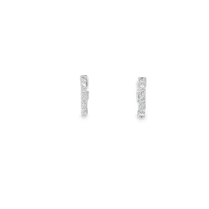 14K WHITE GOLD .20CT GSI1 DIAMOND 1/2INCH HOOP/HUGGIES EARRING