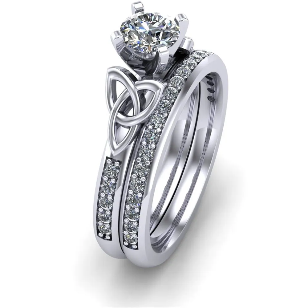 14K White Gold Celtic Bridal Set AYLIN-1S-SET-WHITE