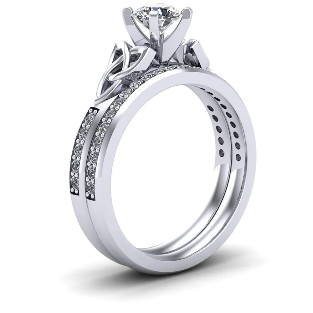 14K White Gold Celtic Bridal Set AYLIN-1S-SET-WHITE