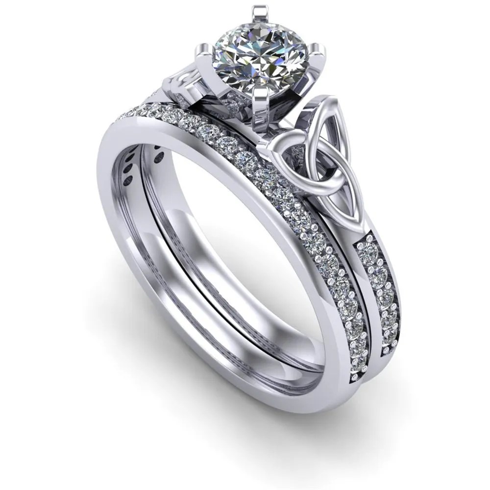 14K White Gold Celtic Bridal Set AYLIN-1S-SET-WHITE