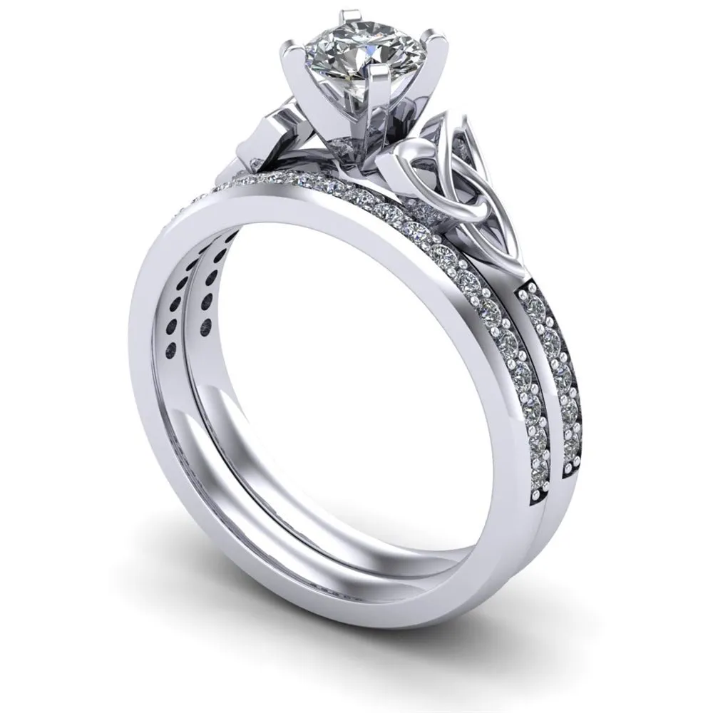 14K White Gold Celtic Bridal Set AYLIN-1S-SET-WHITE