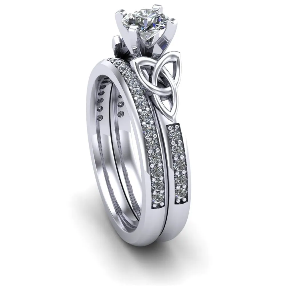 14K White Gold Celtic Bridal Set AYLIN-1S-SET-WHITE