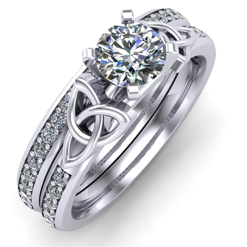 14K White Gold Celtic Bridal Set AYLIN-1S-SET-WHITE
