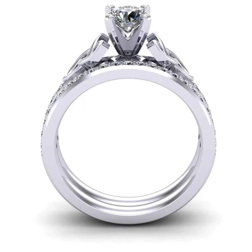 14K White Gold Celtic Bridal Set AYLIN-1S-SET-WHITE