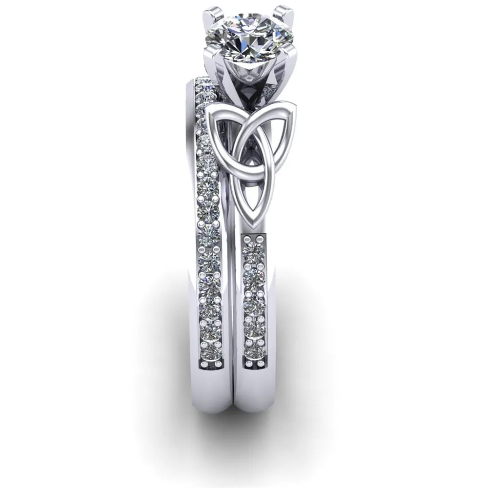 14K White Gold Celtic Bridal Set AYLIN-1S-SET-WHITE