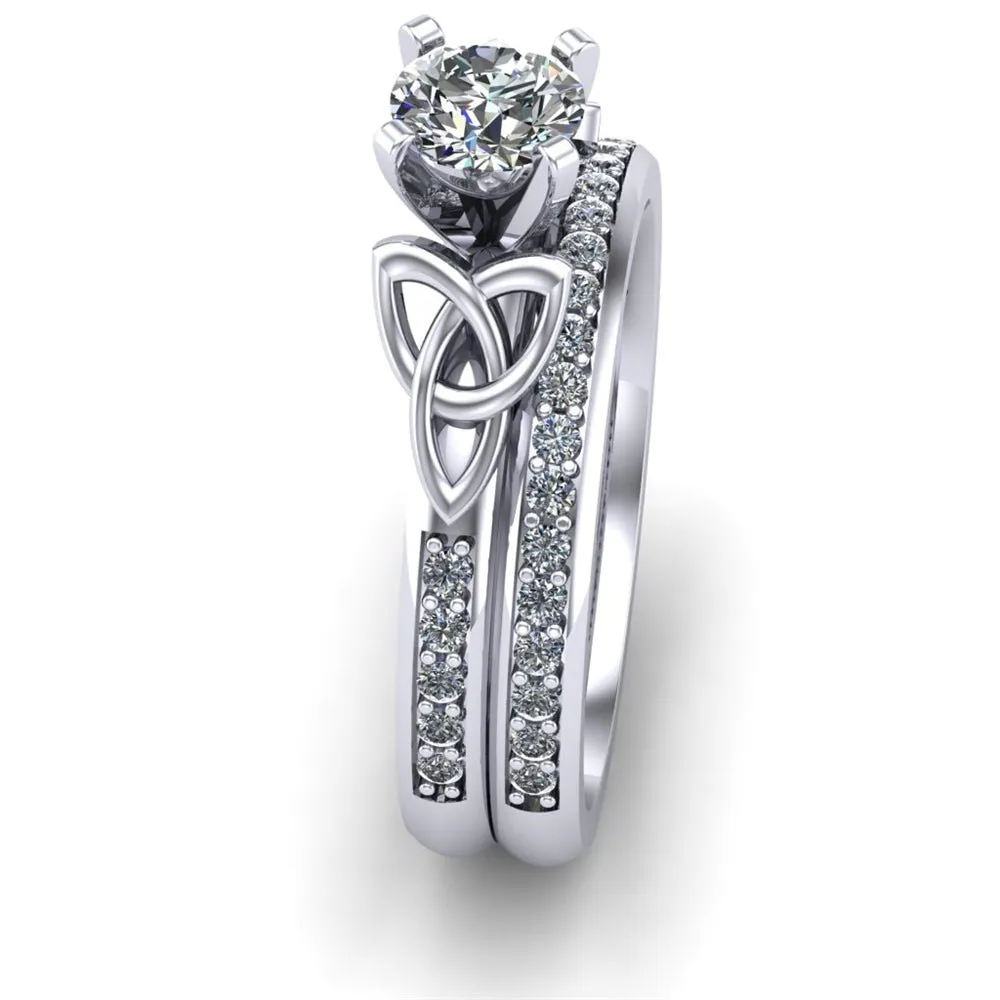 14K White Gold Celtic Bridal Set AYLIN-1S-SET-WHITE