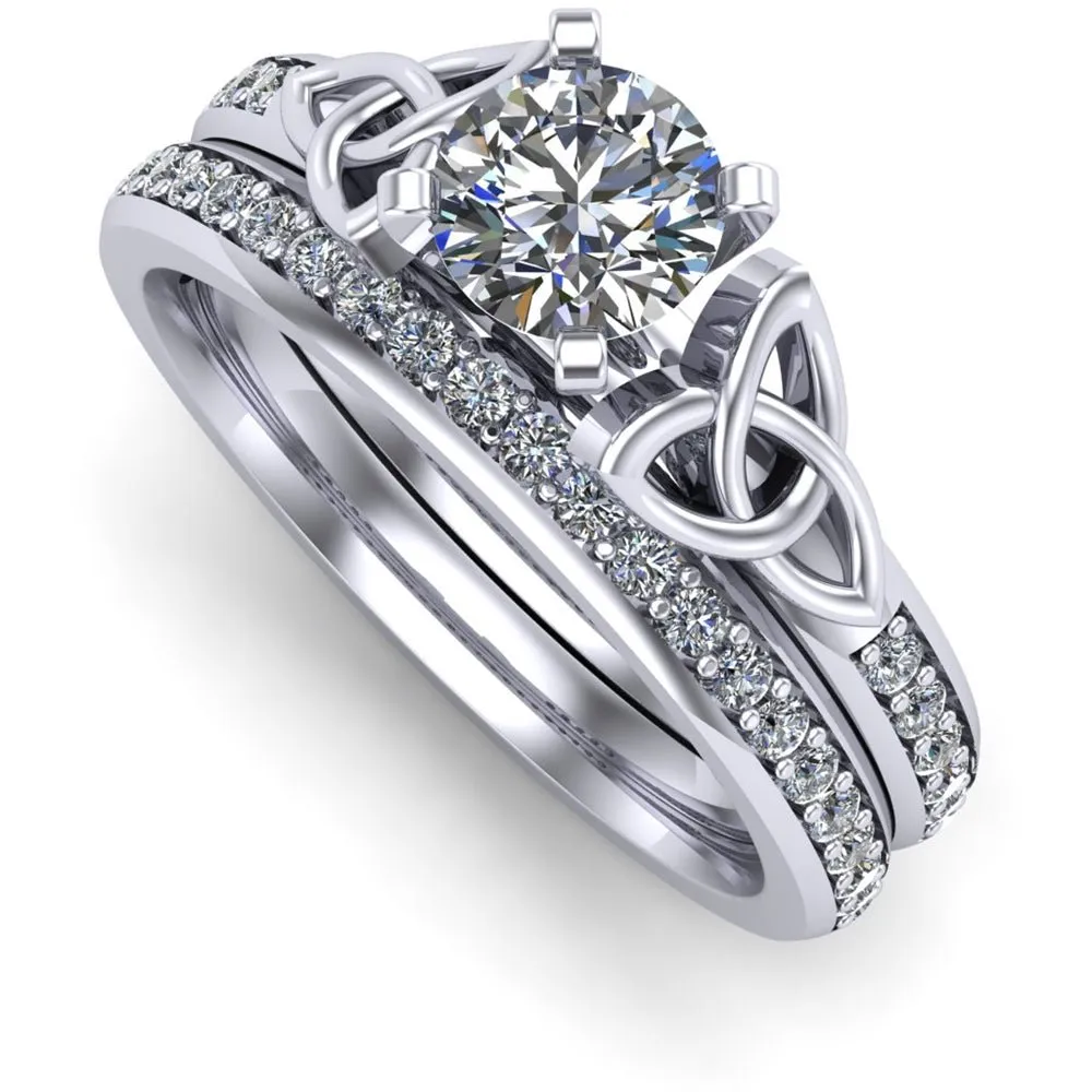 14K White Gold Celtic Bridal Set AYLIN-1S-SET-WHITE