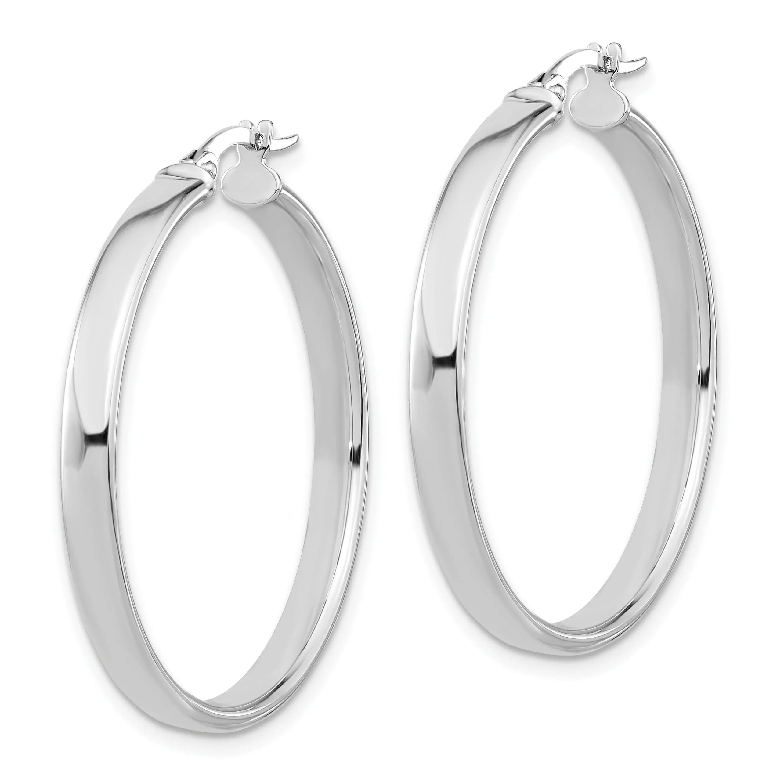 14k White Gold Polished Hoop Earrings