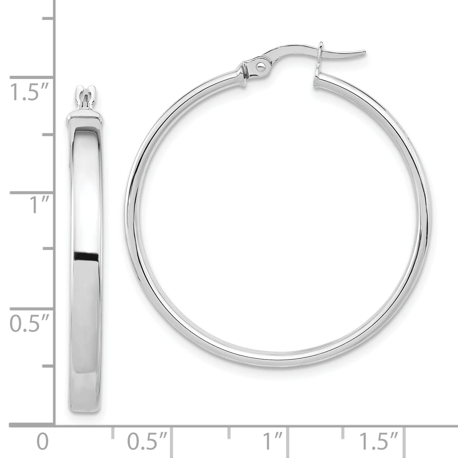 14k White Gold Polished Hoop Earrings