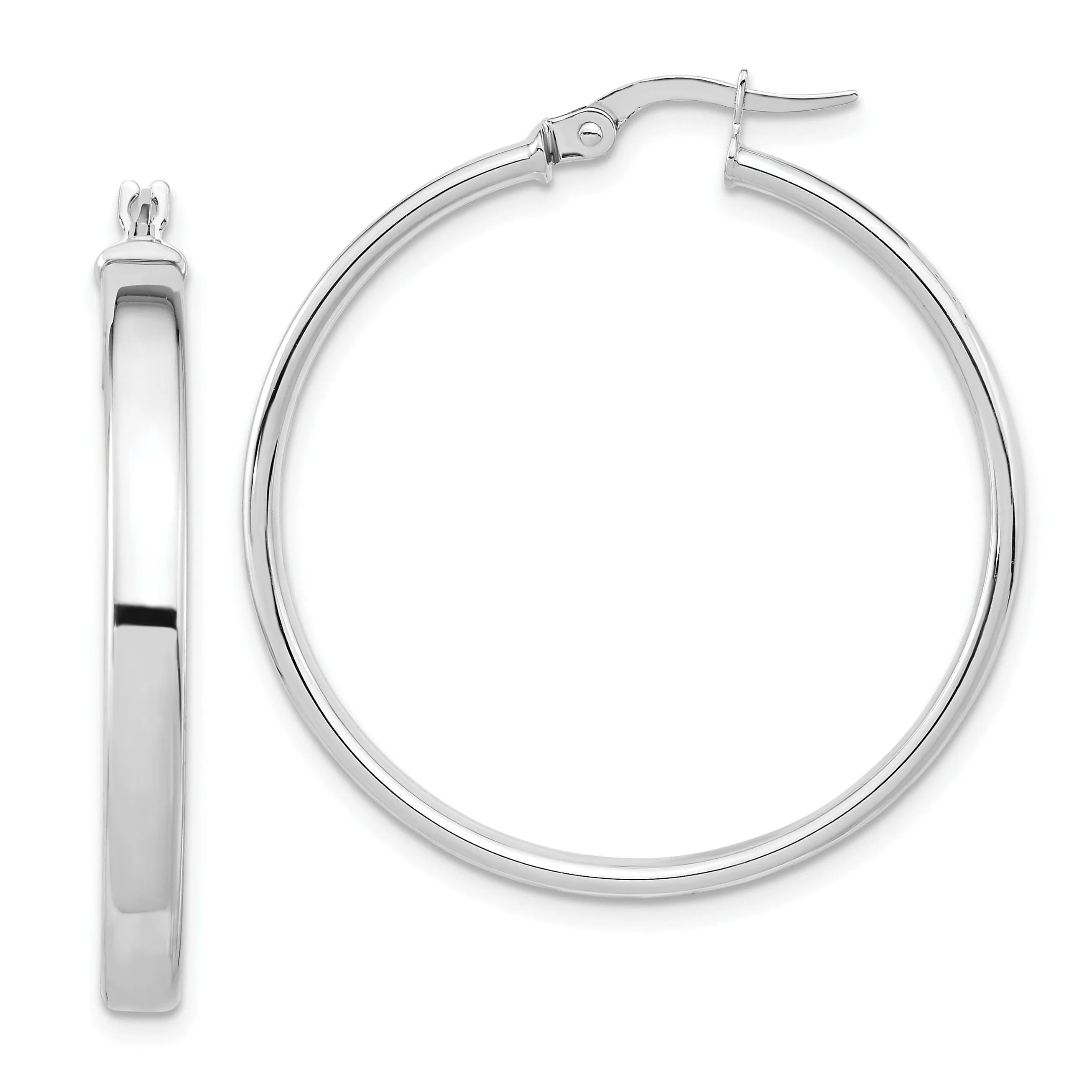 14k White Gold Polished Hoop Earrings