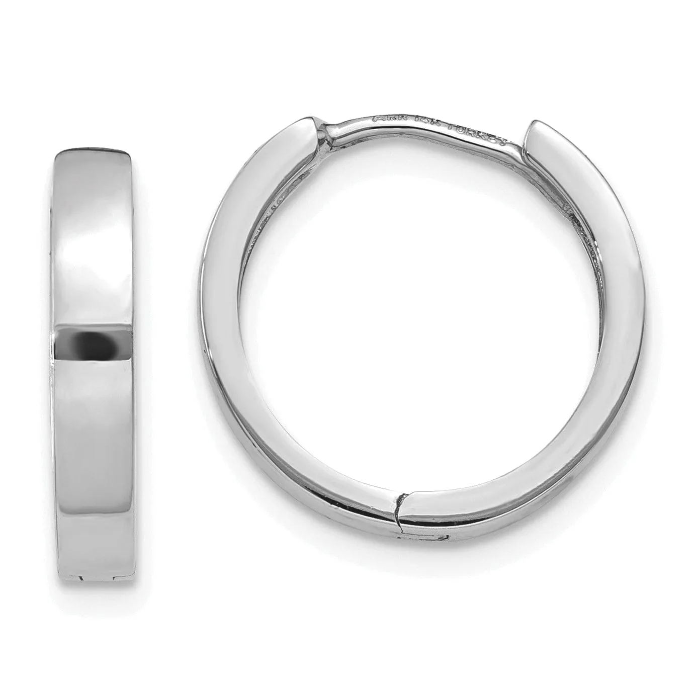 14k White Gold Polished Solid Hoop Earrings