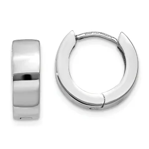 14k White Gold Polished Solid Hoop Earrings
