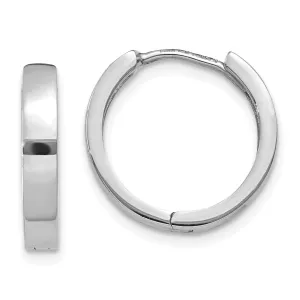 14k White Gold Polished Solid Hoop Earrings