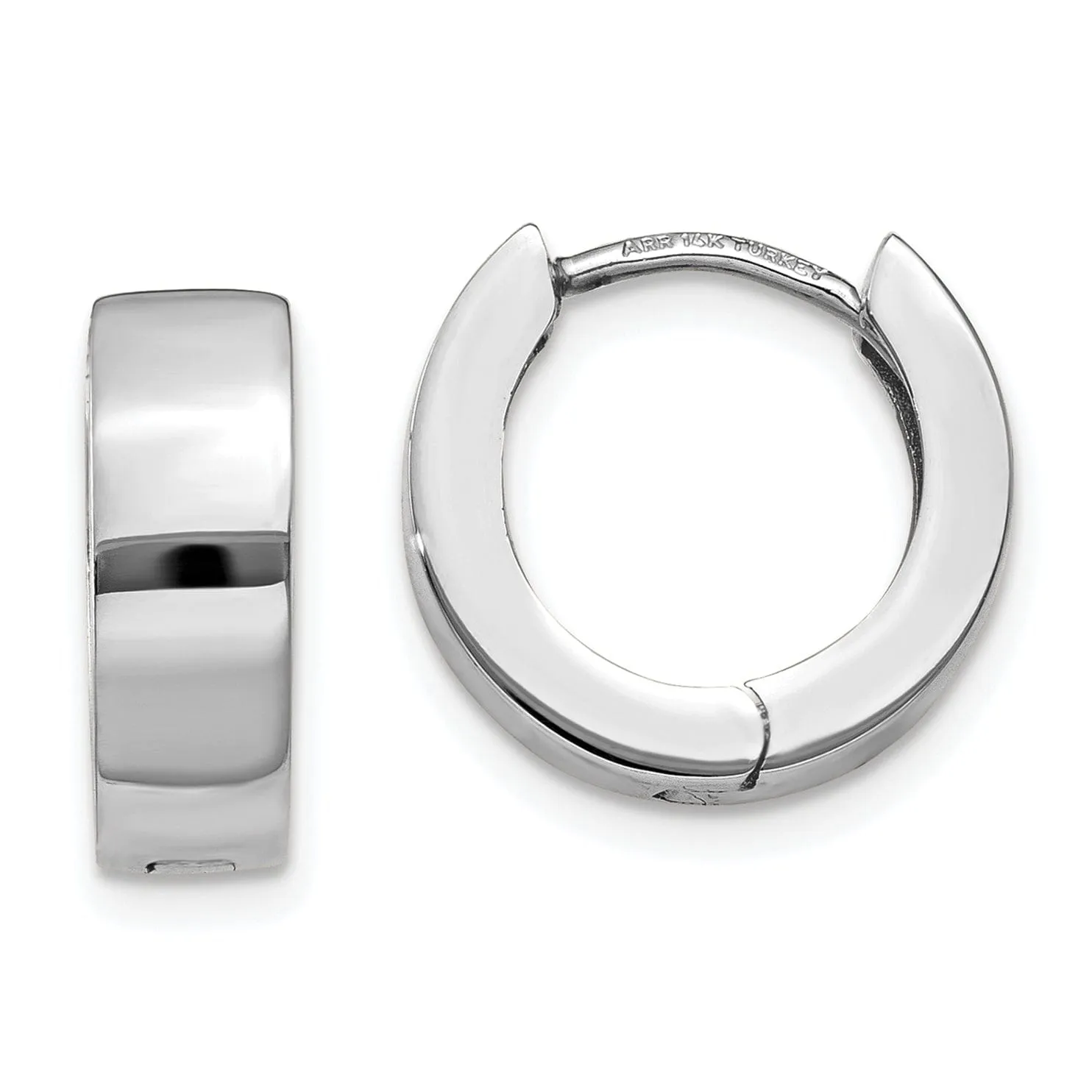 14k White Gold Polished Solid Hoop Earrings