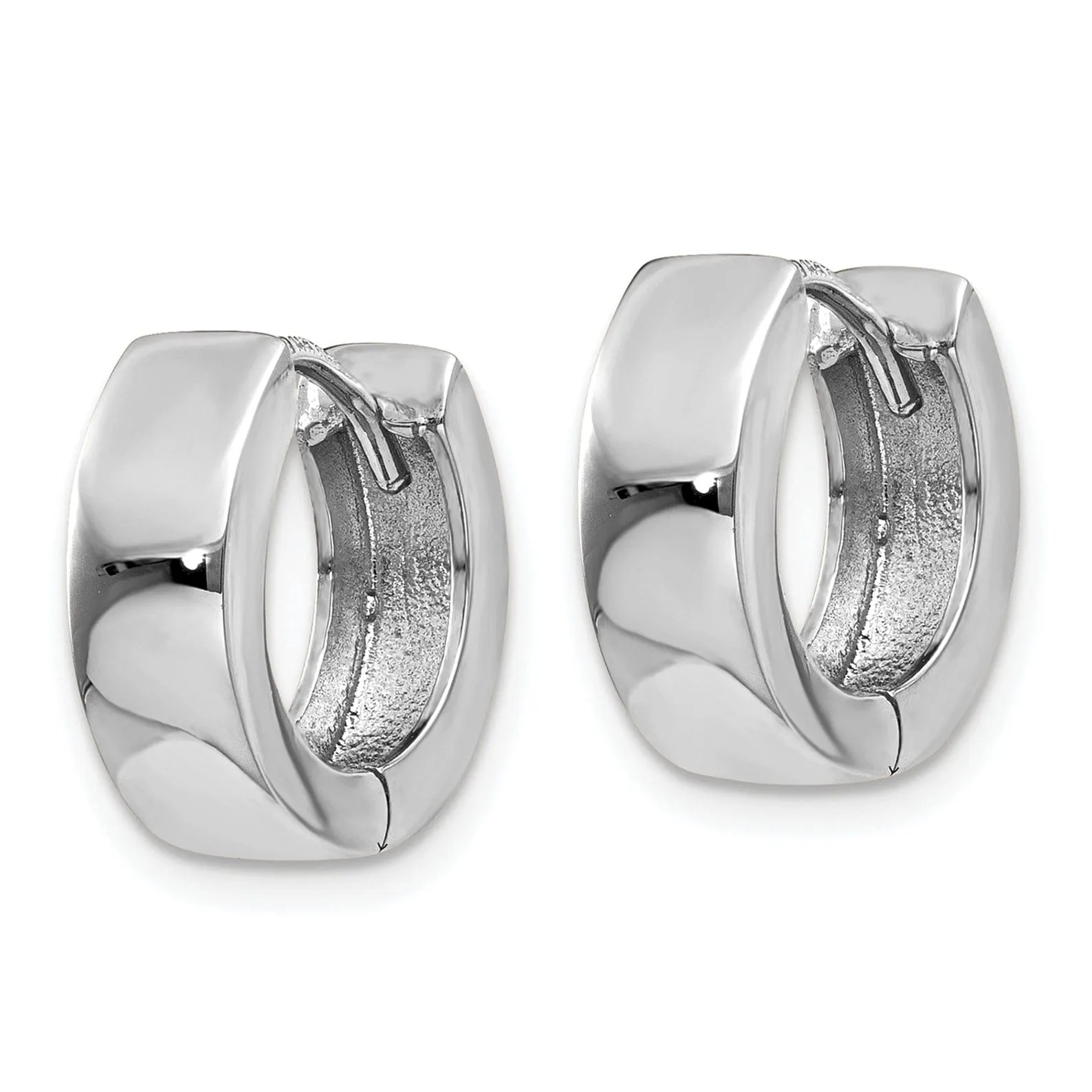 14k White Gold Polished Solid Hoop Earrings