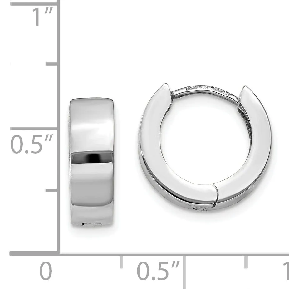 14k White Gold Polished Solid Hoop Earrings