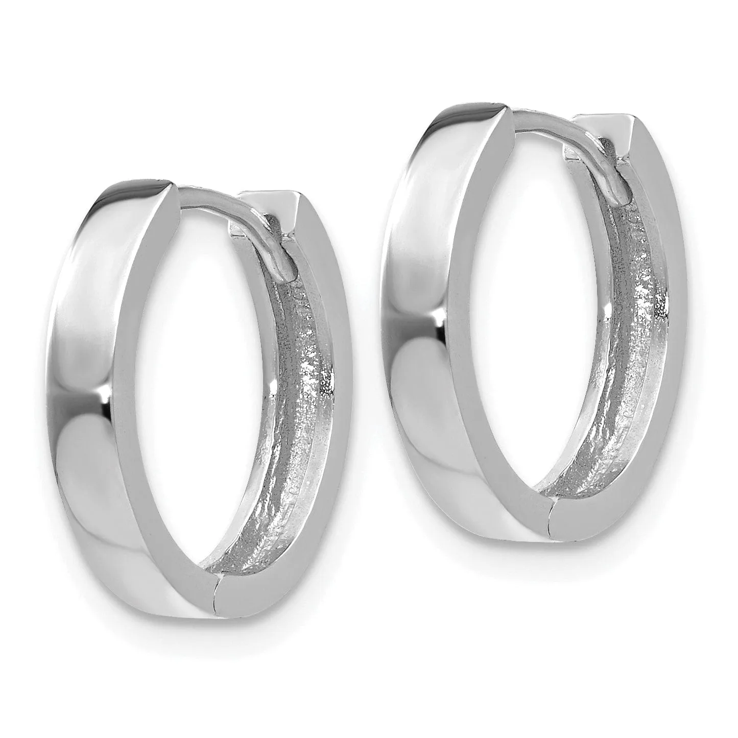 14k White Gold Polished Solid Hoop Earrings