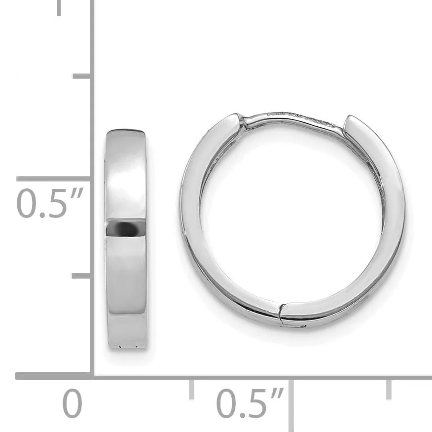 14k White Gold Polished Solid Hoop Earrings