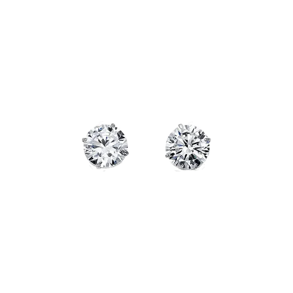 14K White Gold Round 6mm CZ Stud Earrings